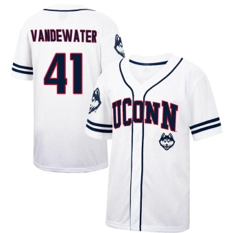 Men's UConn Huskies Ryan VanDeWater Colosseum Free Spirited Baseball Jersey - Replica White/Navy